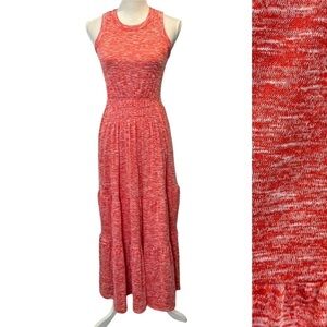 Lou & Grey Red tiered maxi dress knitted Size XS Space Dye stretchy
